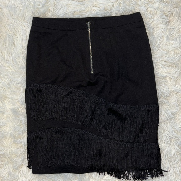 BEBE Fringe and Lace Black Skirt - Picture 3 of 7